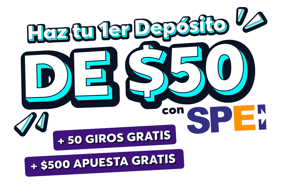 Oferta exclusiva
								Obtén una Apuesta Gratis de $300
								+50 Giros Gratis